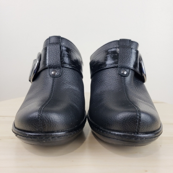 Euro Soft by Sofft Caralee Black Leather Heeled Mule Clogs Size 7M Comfort - Picture 3 of 16